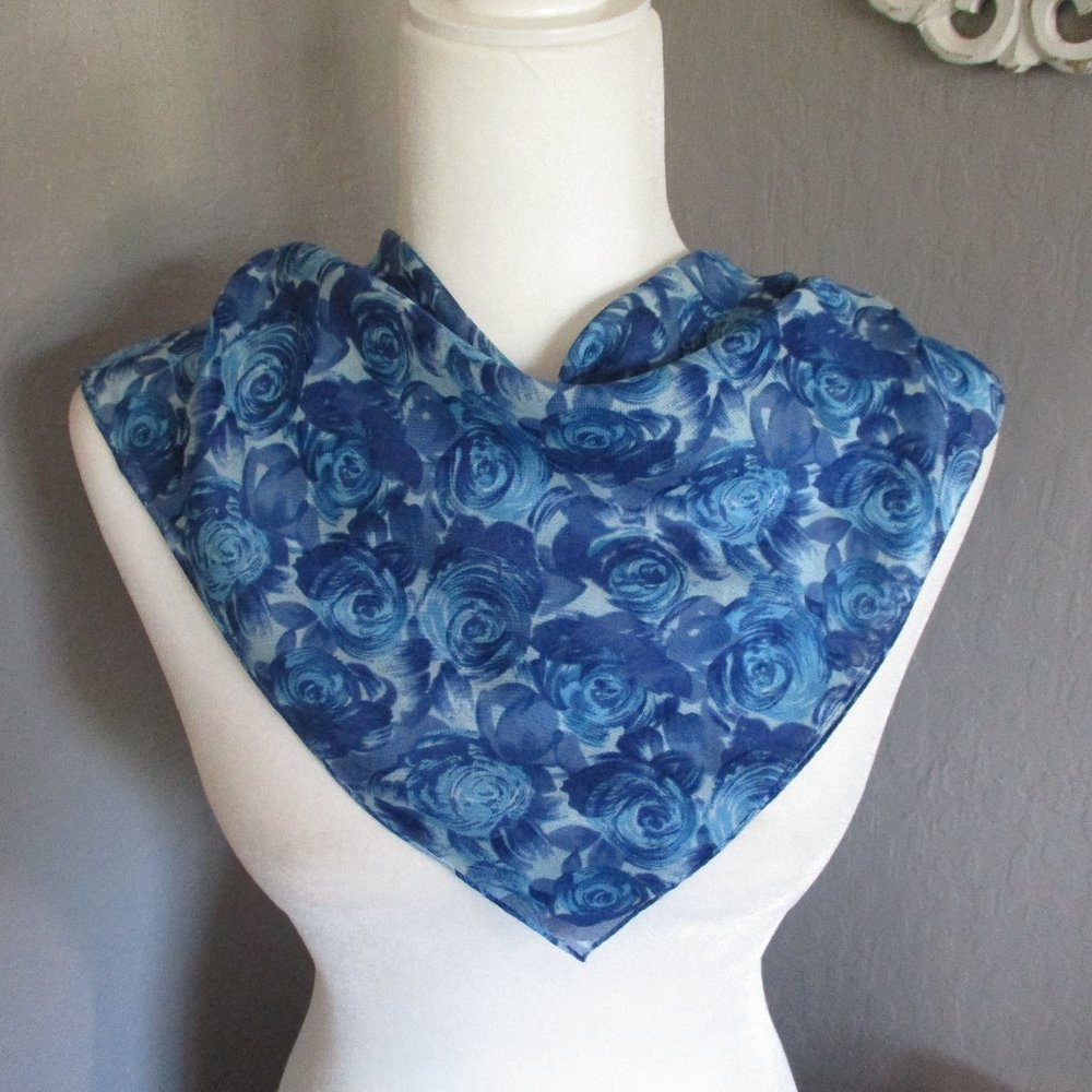 **2/12$** Semi sheer blue floral scarf